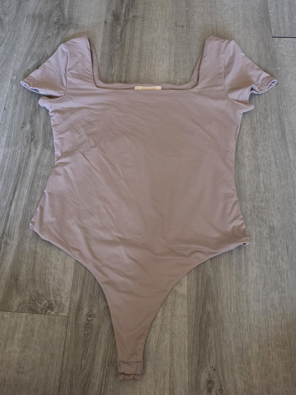 Square Neck Short Sleeve Bodysuit - Mauve